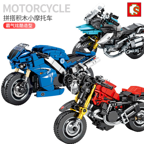 Compatible with LEGO motorcycle building blocks Yamaha model desktop ornaments difficult boys toy assembly gift