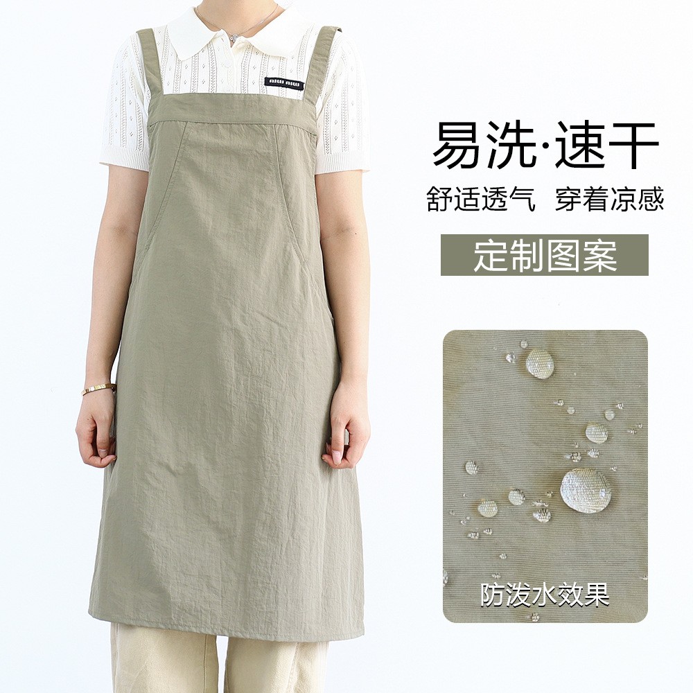 Delantal impermeable transfronterizo torre de terciopelo rápido secado cruzado cinturón ropa de trabajo ligera delantal de cocina doméstica logo personalizado