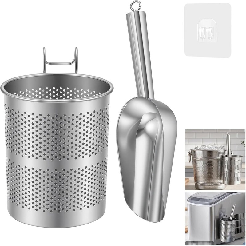 Stainless Steel Ice Scoop, with Freezer Rack, for Ice Machines, Metal Ice Scoop Suitable for Ice Machines Stainless Steel Ice Scoop, with Freezer Rack, for Ice Machines, Metal Ice Scoop Suitable for Ice Machines