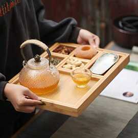 创意日式客厅茶盘竹制茶点盘功夫茶干泡台家用零食果盘托盘实木盘