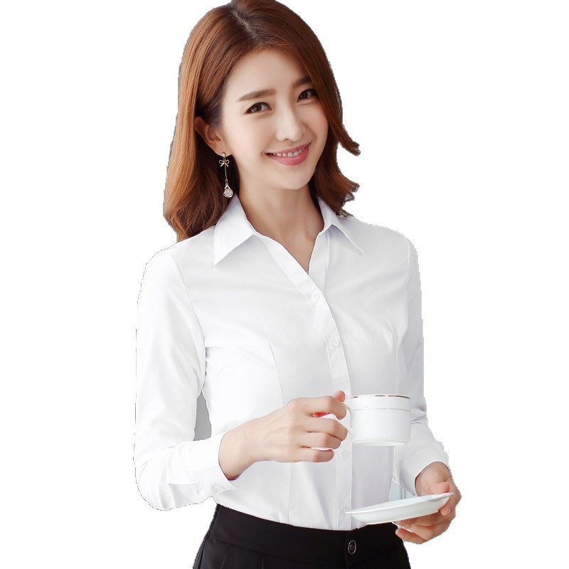 White Shirt for Women, Short-Sleeved, Spring and Summer Workwear, Formal Interview Attire, Comfortable Long-Sleeved V-Neck Professional Wear, Women's White Shirt