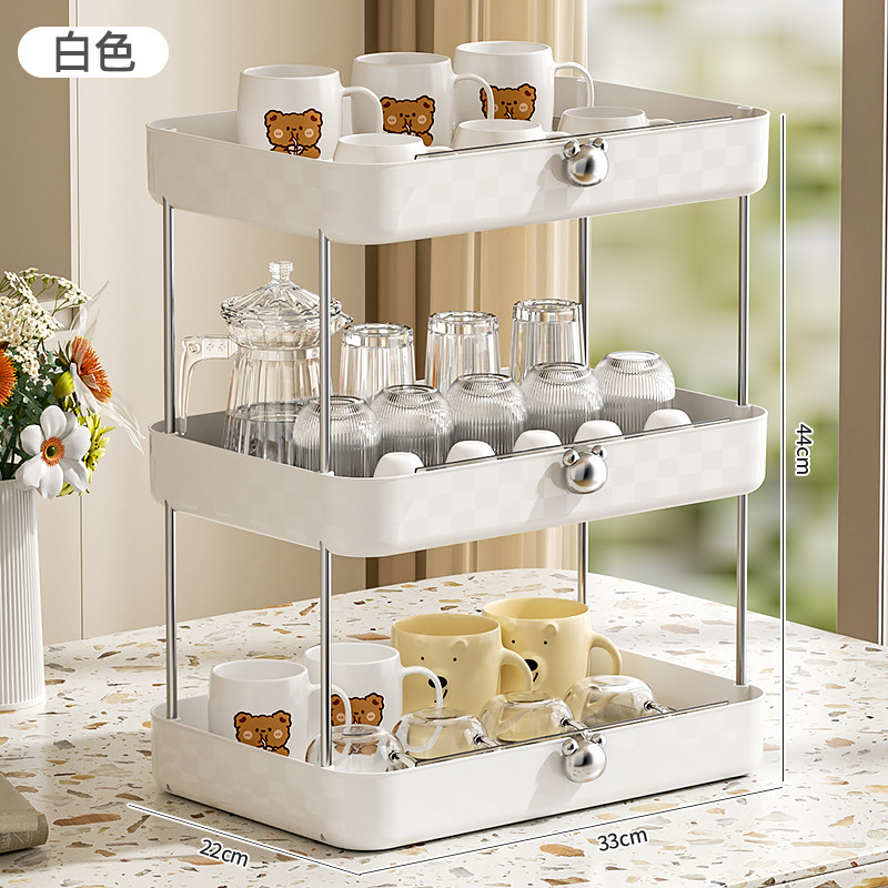 White three-layer [cup storage rack] drainable