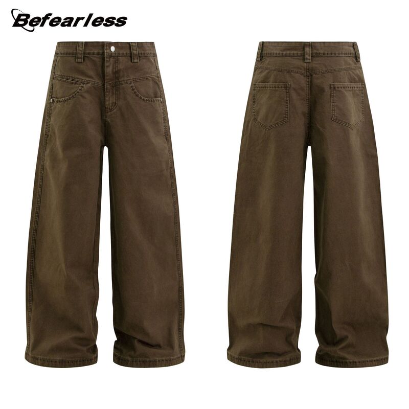 American Retro Style Special Distressed Wash Workwear Pants Trendy Brand Unisex Loose Casual Wide-Leg Long Pants