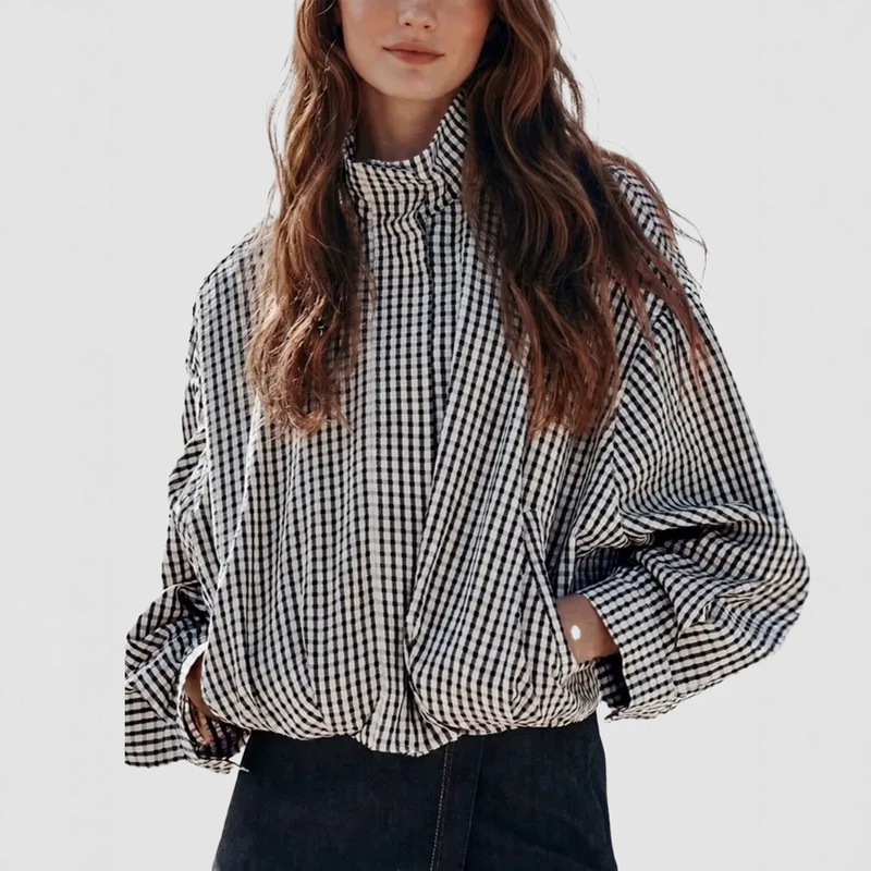 2026 Autumn New Arrivals: European and American Cross-Border Women's Street Fashion Plaid Bomber Jacket 2026 Autumn New Arrivals: European and American Cross-Border Women's Street Fashion Plaid Bomber Jacket