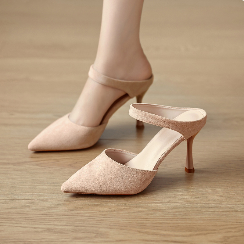 2026 New Style Pointed Toe Stiletto High Heels, Large Size, Extra Wide, Open Back Sandals, Women's Single Shoes, Small Size, Shallow Mouth, Versatile 2026 New Style Pointed Toe Stiletto High Heels, Large Size, Extra Wide, Open Back Sandals, Women's Single Shoes, Small Size, Shallow Mouth, Versatile