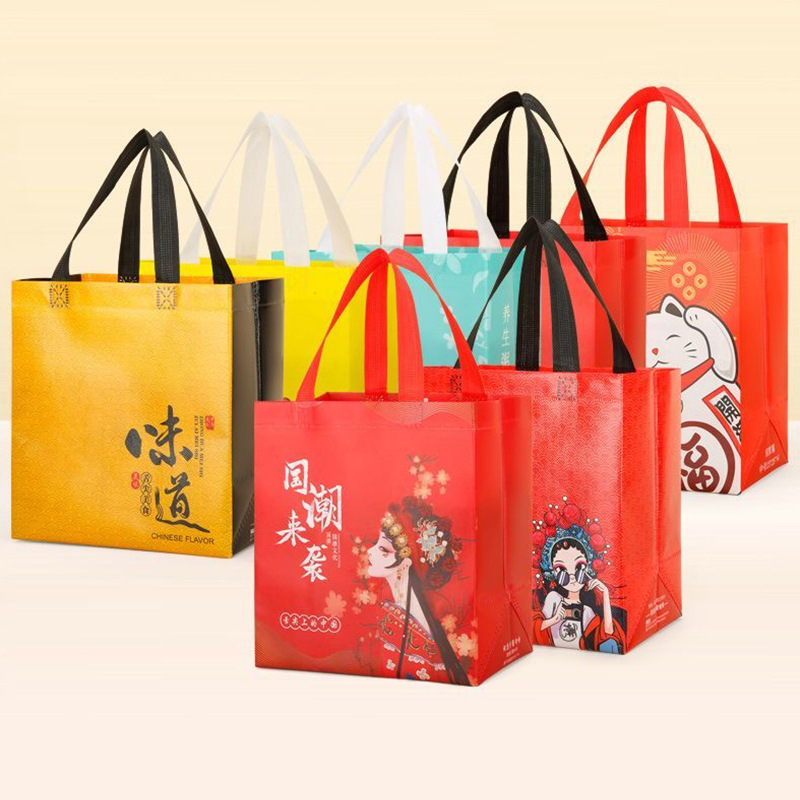 外卖打包袋无纺布手提袋覆膜餐饮商用打包一次性外卖袋