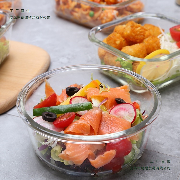 Glass Lunch Box Lunch Box Separated Baby Food Bowl Office Workers Microwave Oven Refrigerator Not Available