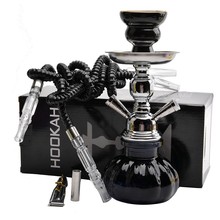 跨境爆款阿拉伯水烟壶套装铁件双管小号水壶铁皮枪出烟量大hookah