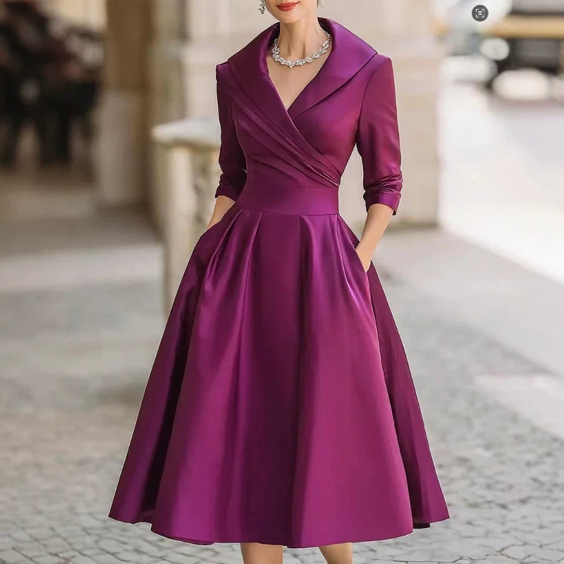 Amazon 2026 European and American Cross-Border Waist-Cinching Slimming Dress Summer New Formal Elegant Fashion Long-Sleeve Long Dress
