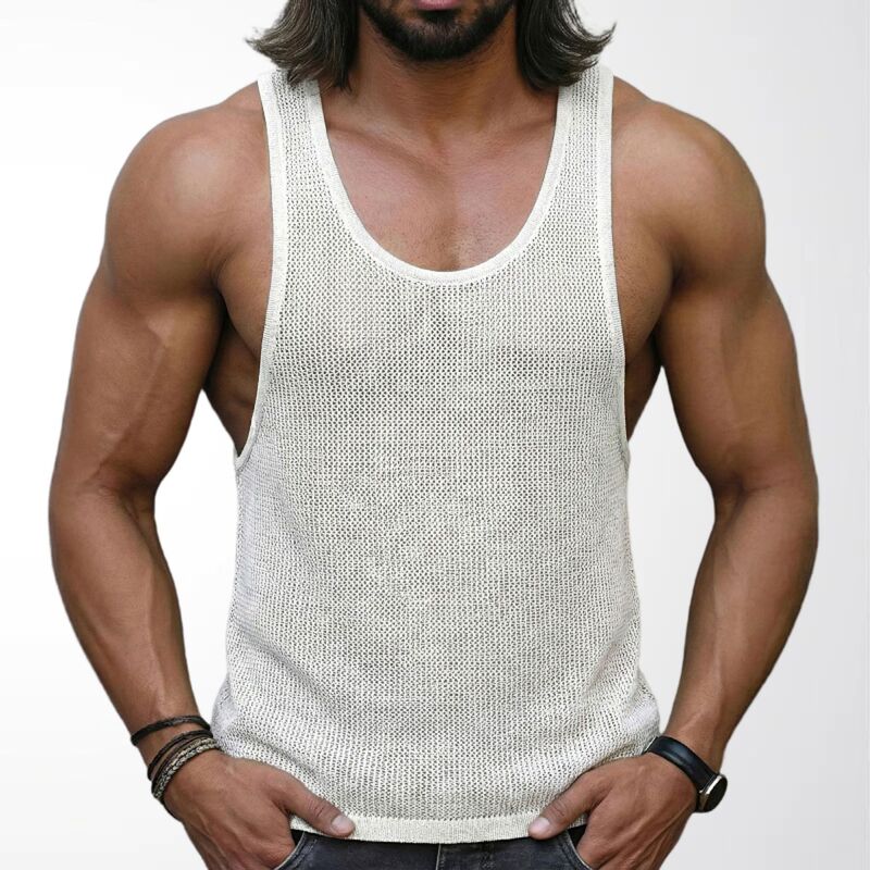 Amazon Foreign Trade men's summer new white bottoming sweater loose fitness sports vest SY0111