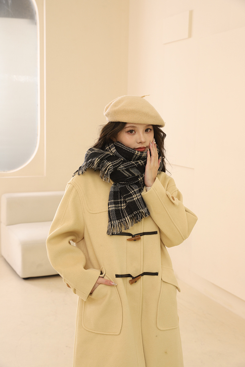 Red scarf women's winter 2024 new Korean version New Year's warm couple Christmas gift checkered pattern_voghion.com