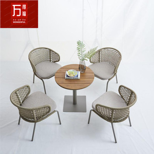 Outdoor Handmade Rattan Chair, Outdoor Rattan Table and Chairs, Garden Courtyard Villa Rest Chair, Open-Air Leisure Rattan Chair Combination
