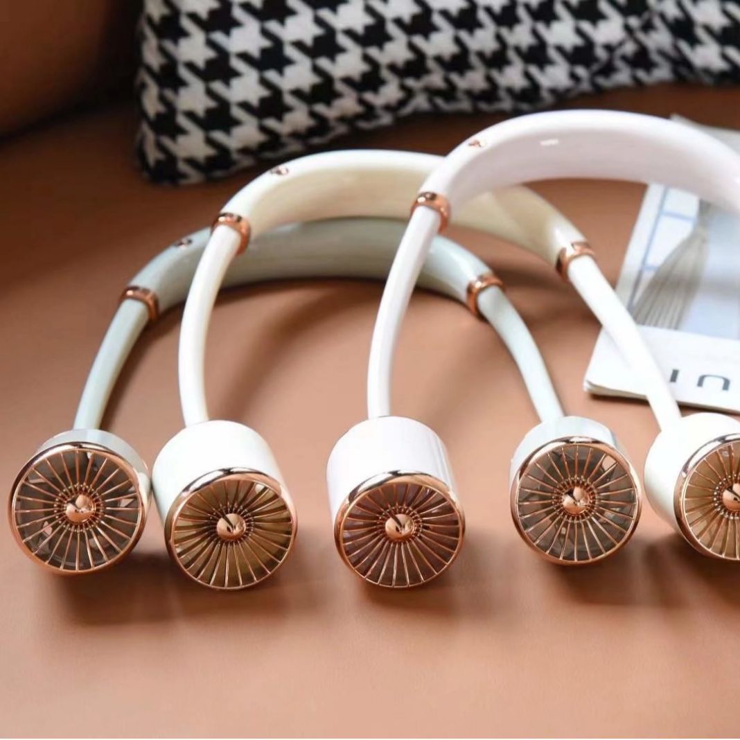Creative new cross-border dazzling gold necklace fan USB charging three-speed adjustment summer portable outdoor fan