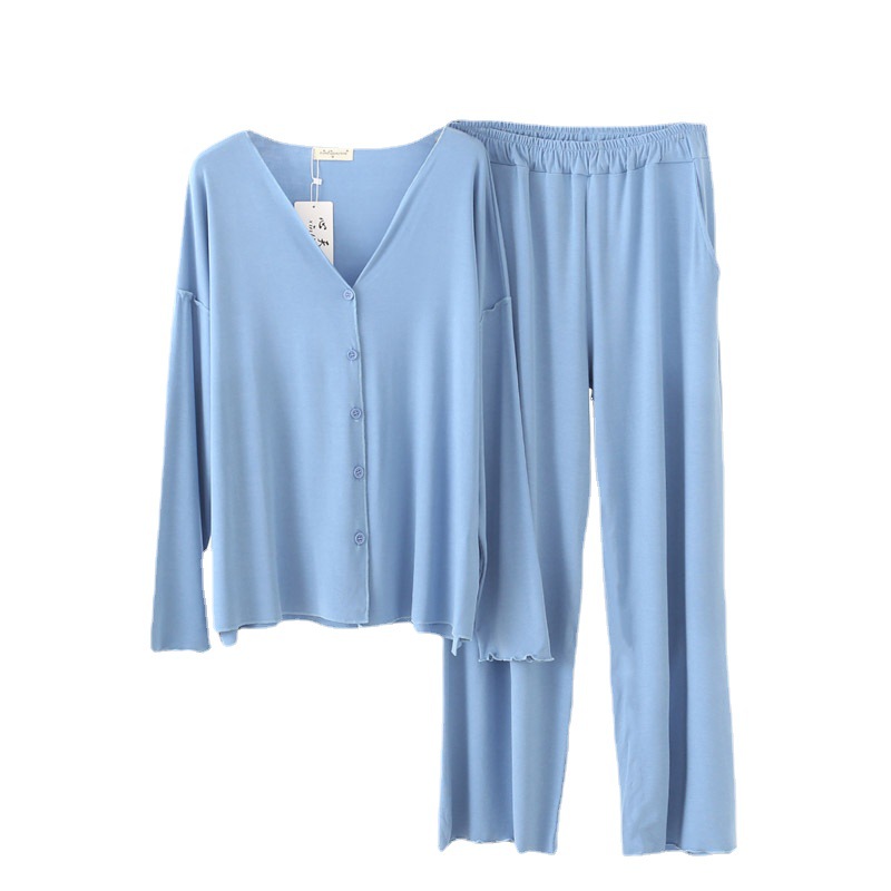 여성용 모달 면 잠옷, 봄, 가을 긴팔 가디건 슈트, 한국식 얇은 섹션, 겨울용 캐주얼 홈웨어