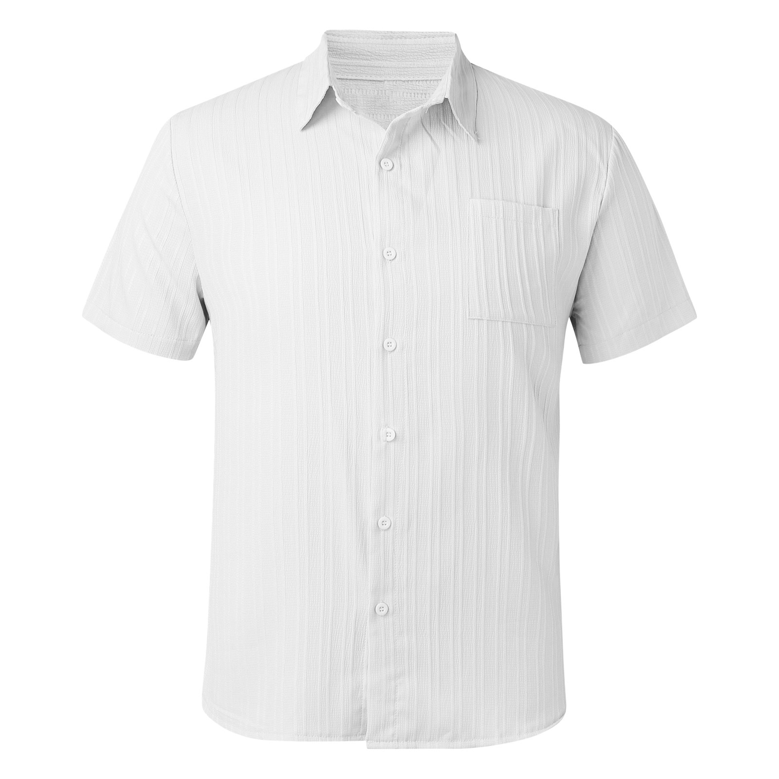 Verano 2024 Amazon transfronterizo nueva camisa de color sólido de textura de los hombres europeos y americanos manga corta casual Camisa suelta