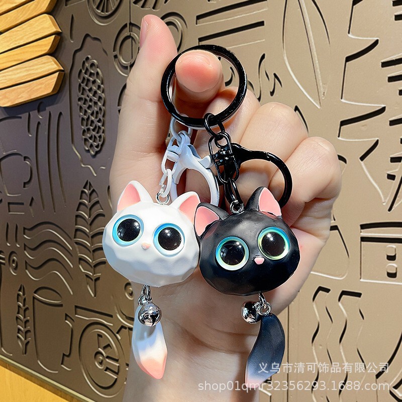 かわいいINS猫猫ペンダントキーホルダー携帯電話チェーンインターネットセレブモデル白黒グレー高価値パーソナライズされた漫画|undefined