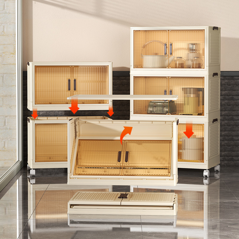 Instalación gratuita Gabinete de almacenamiento plegable Sala de estar doméstica Cocina Juguetes Gabinete de bocadillos Gabinete de almacenamiento plegable Caja de acabado Cocina
