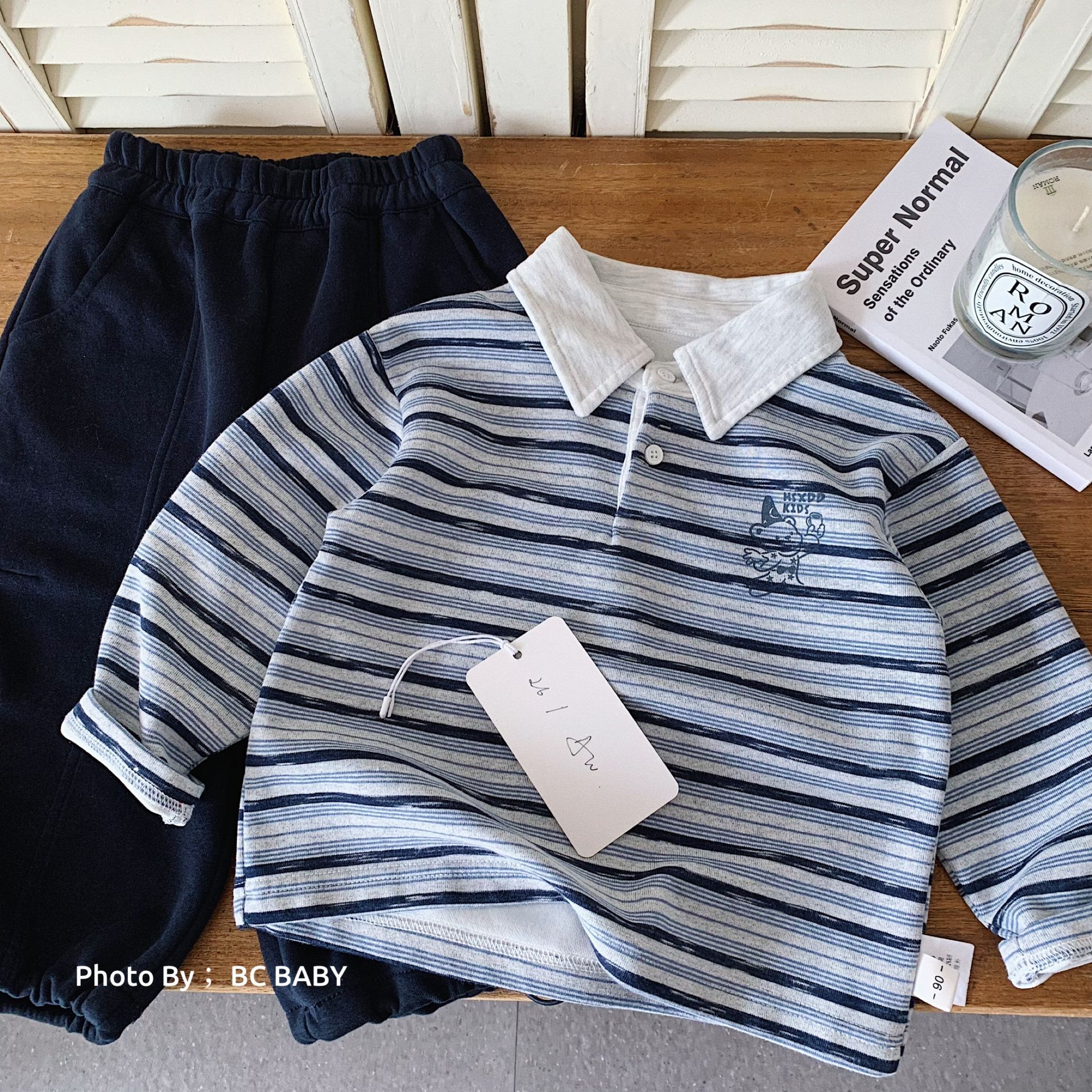 Bangcheng Boys' Sweatshirt 2026 Spring and Autumn New Style Children's Striped Stylish POLO Shirt Baby Versatile Children's Clothing Trendy