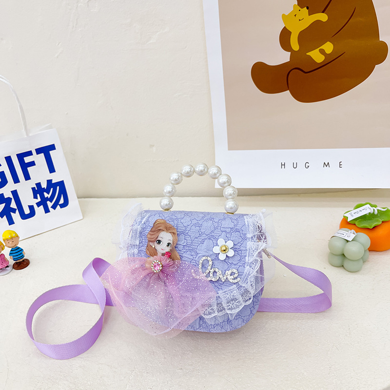 Bolso DE LOS NIÑOS 2022 nuevo lindo princesa perla bolso bandolera al por mayor encaje accesorios bolsa pequeña bolsa redonda