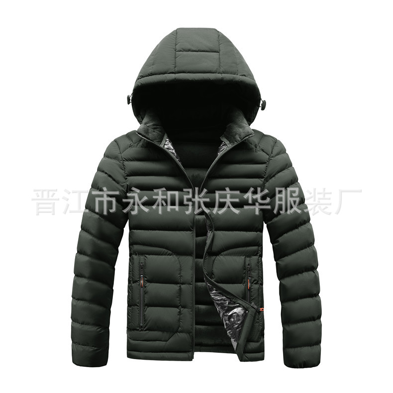 Transfronterizo abrigo de costilla elástica de cuatro lados para hombres forrado de lana engrosado abrigo de algodón acolchado con capucha abrigo de algodón acolchado raqueta algodón europeo y americano Comercio exterior al por mayor