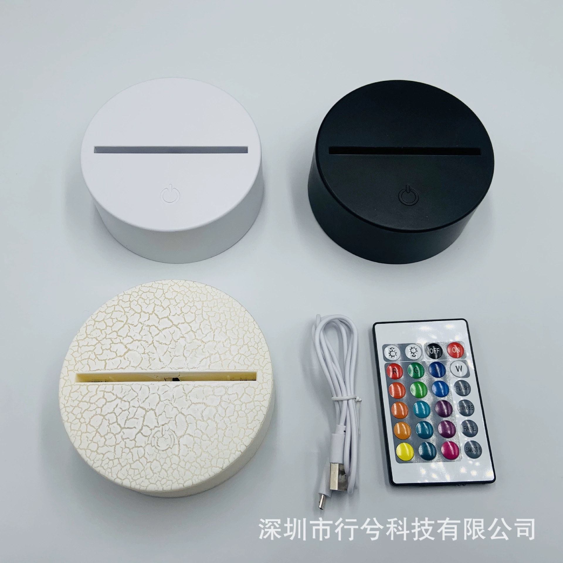 3D ночная лампа с пультом дистанционного управления, USB 4W, акриловая панель и база ABS, черная или белая