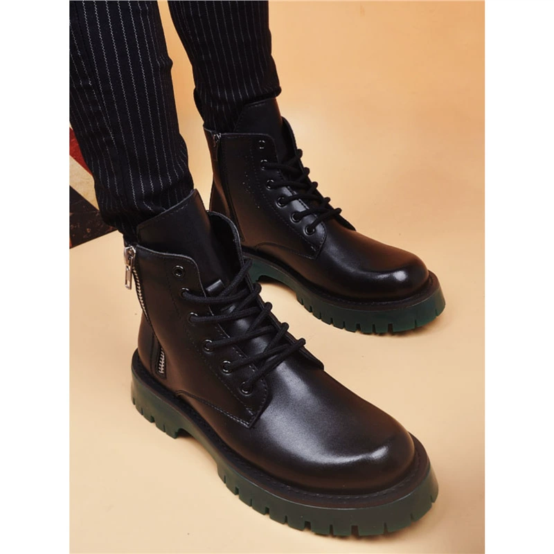 Осенние теплые кожаные сапоги Martin мужские шнуровки