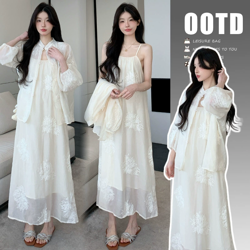 Реальная съемка на месте ~ Костюм ранней весны 2025 Французский корейский темперамент китайский стиль подтяжка юбка кардиган тонкая куртка