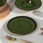 山野风陶瓷平盘日式西餐餐盘粗陶异形盘子跨境酒店粗陶布纹圆盘