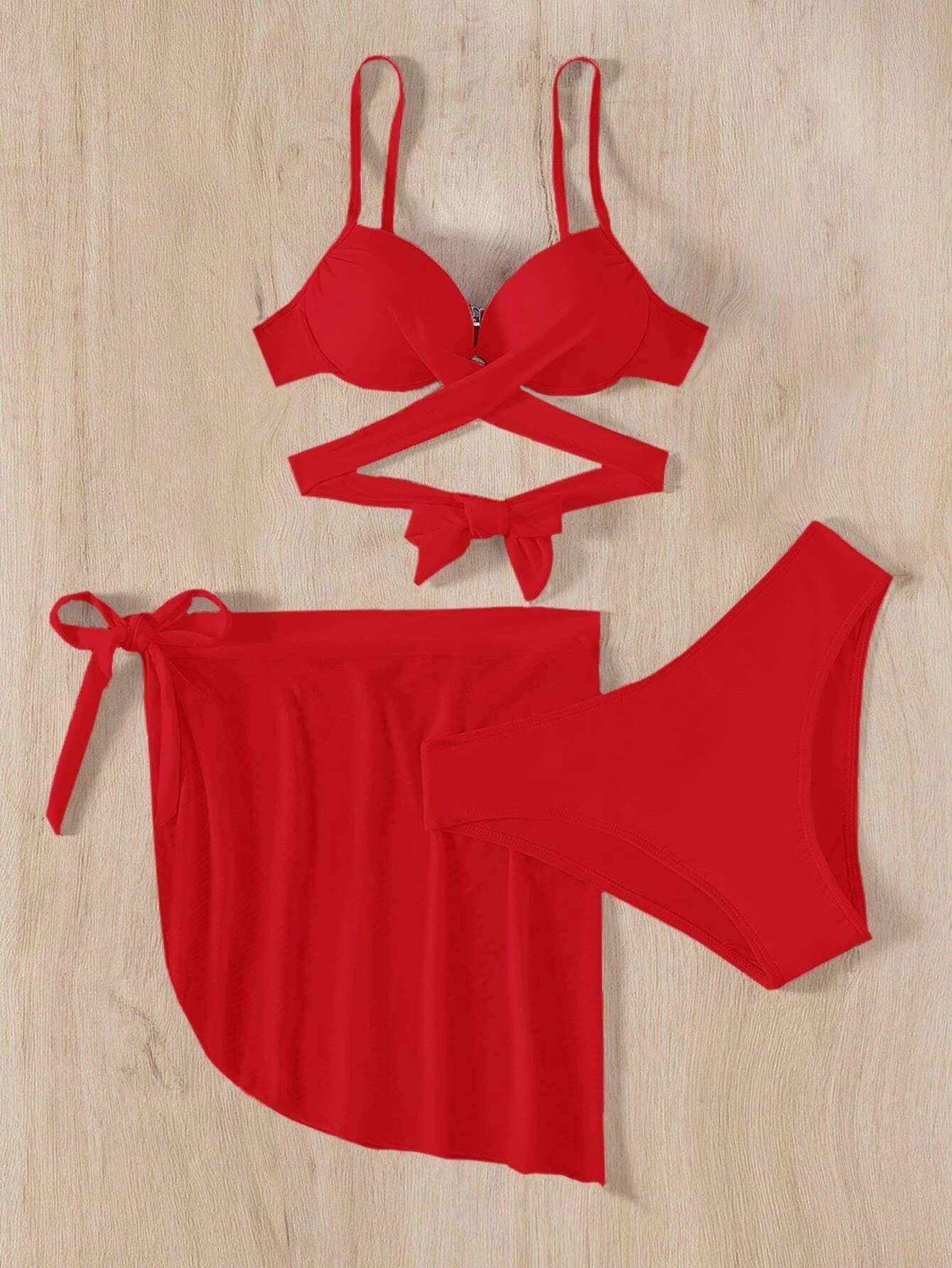 Women's Solid Color 3 Piece Set Bikinis display picture 2