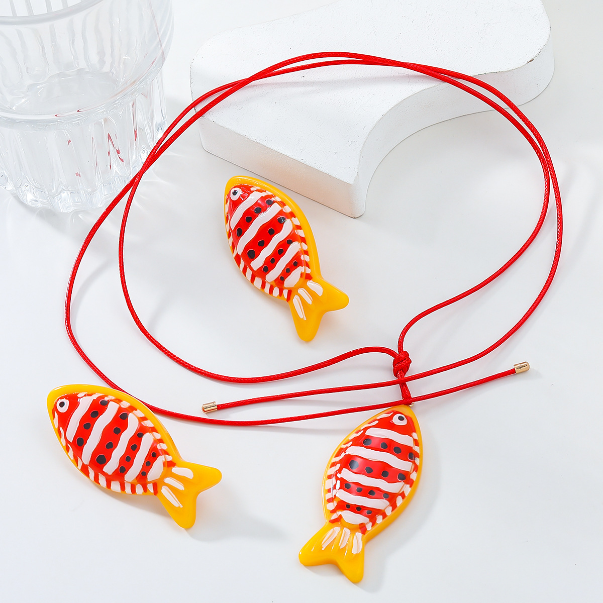 Cross-border New Tropical Fish Earrings Necklace suit Combination Women Clown Fish Pendant Accessories Cute Korean Jewelry