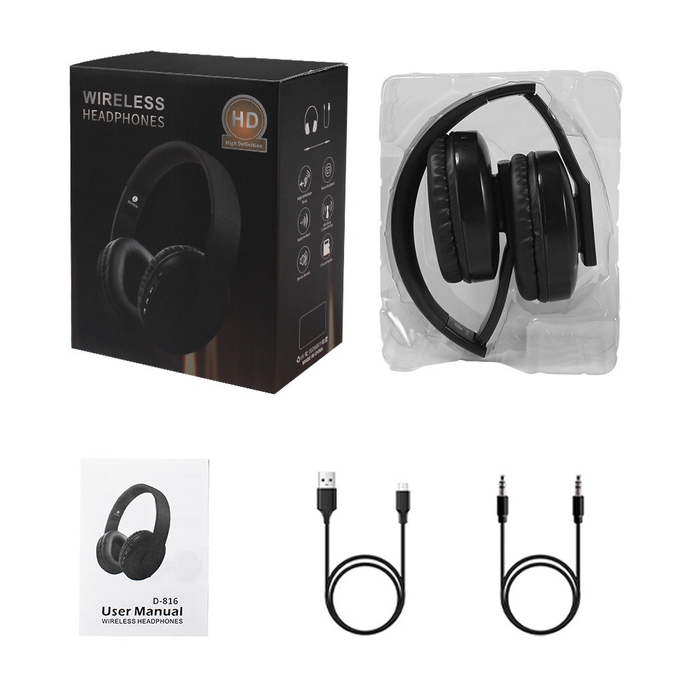 Popular private model bluetooth headphone stereo foldable wireless card large battery large ear cup 5