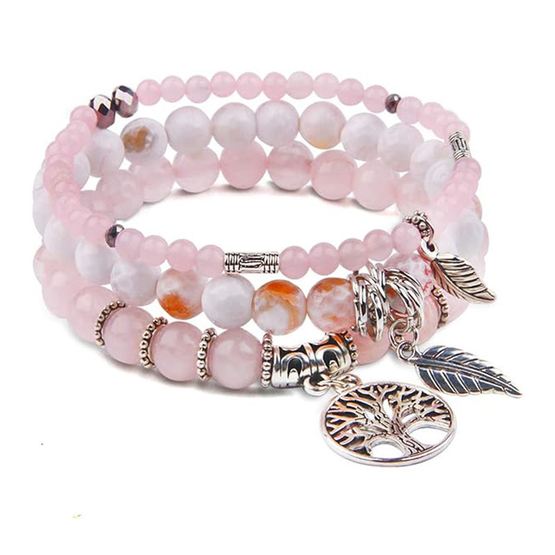 Bracelet arbre de vie plume avec pierres turquoise bohème_voghion.com