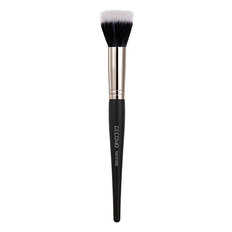 GECOMO cabeza plana punteada color rubor cepillo sin polvo fácil de maquillaje barra larga cepillo de maquillaje de pelo suave herramientas de belleza novato