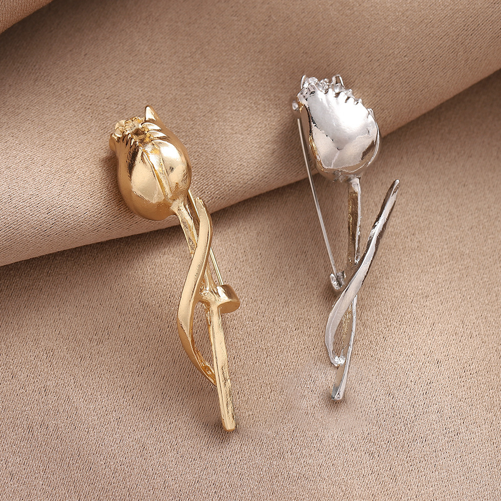 Cross-Border Glossy Flower Brooch High-End Oil Enamel Tulip Flower Pin Personalized Suit Coat Accessories for Women