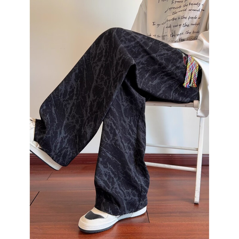 Loose Casual Pants for Men, Stylish American-Style Straight Wide-Leg Trousers, Thin Tie-Dye Corduroy for Spring and Summer Loose Casual Pants for Men, Stylish American-Style Straight Wide-Leg Trousers, Thin Tie-Dye Corduroy for Spring and Summer