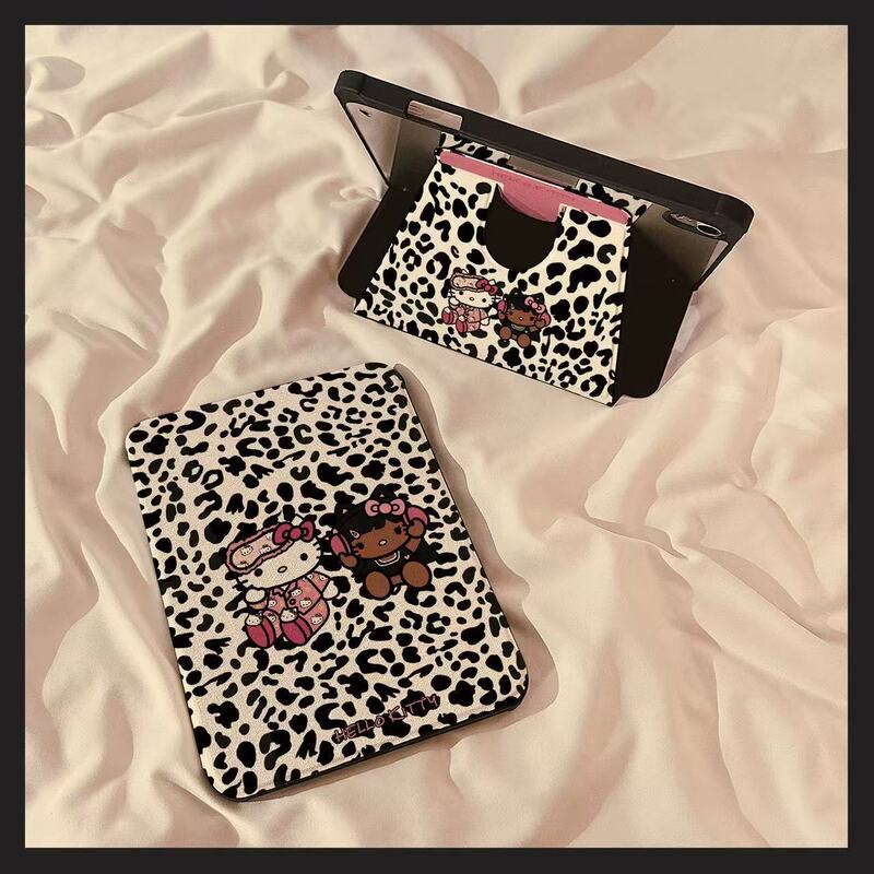 Leopard Print Hello Kitty Tablet Protective Case iPad 10/11 Generation 2025/Air7/10.2/10.9/Pro
