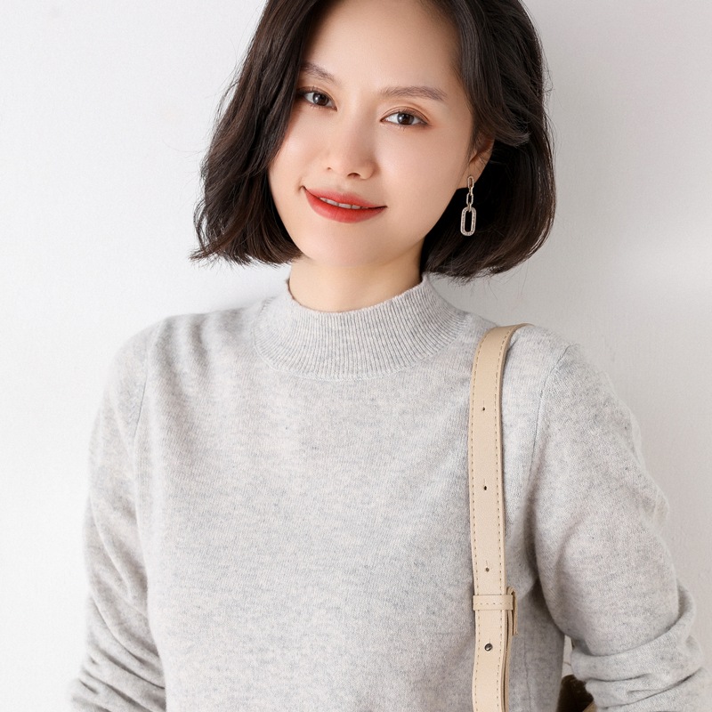 Woolen sweater, short knitted set, high collar, oversize