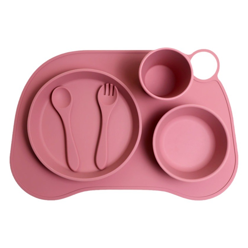 Alimentación del bebé suplemento alimenticio vajilla babero lechón Tazón Cuchara placa babero 12 piezas silicona bebé vajilla traje