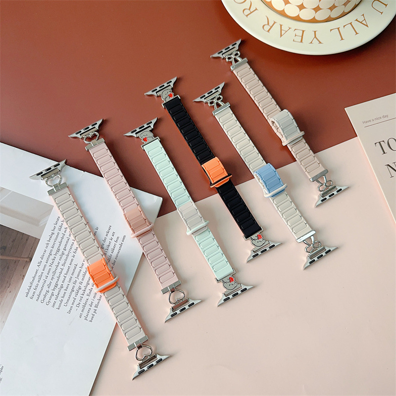 Love Fine Silicone Magnetic Strap Suitable for Apple S10 Watch Band applewatch9 Women's s876 Generation SE