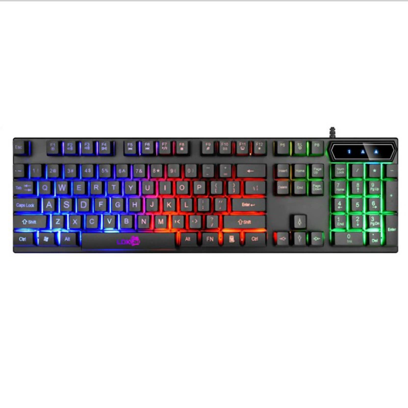 KM320 colorful backlight keyboard and mouse cf game luminous computer mixed light LED white wired office