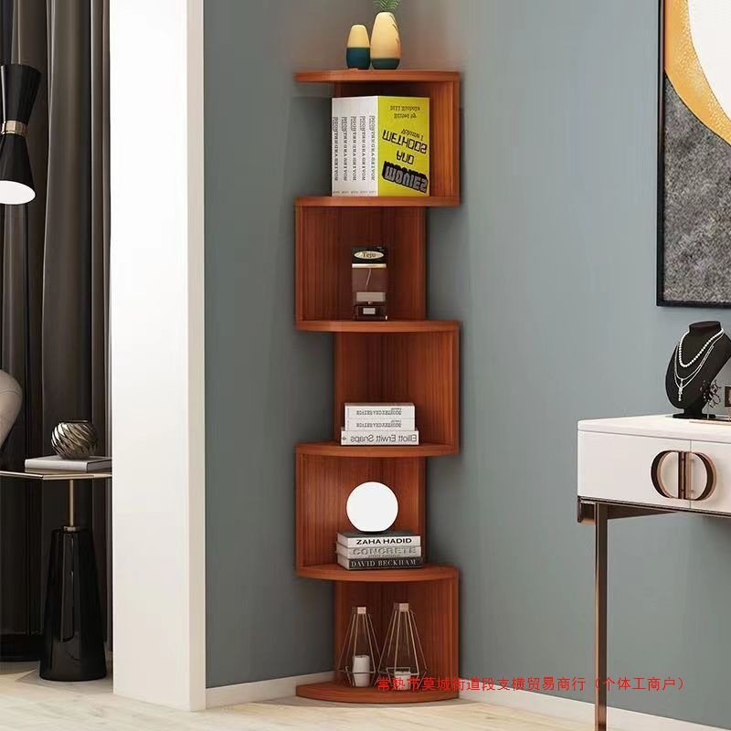 Casual Floor-Standing Creative Triangular Corner Multi-Layer Storage Rack Home Living Room Bedroom Study Corner Bookshelf Bookcase