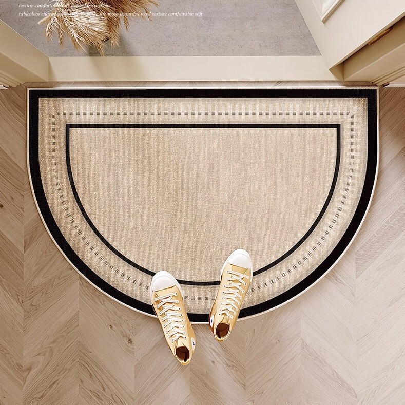 French-Style Cream-Colored Semi-Circular Entrance Door Mat, Universal Entryway Rug, Carpet Door Mat, Front Door Foot Mat