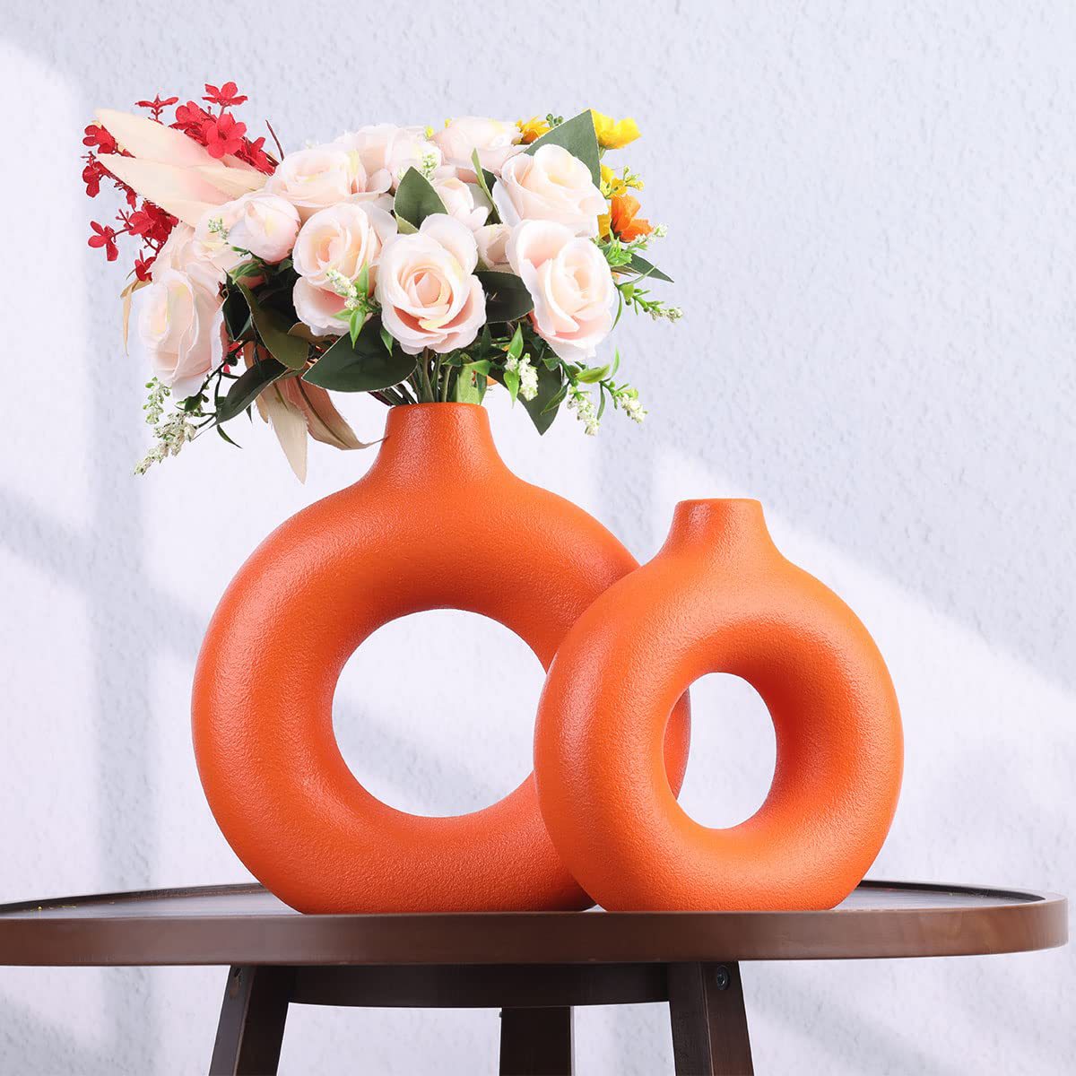 Ins donut florero de cerámica decoración sala de estar decoración del hogar artesanía creativa transfronteriza caliente al por mayor