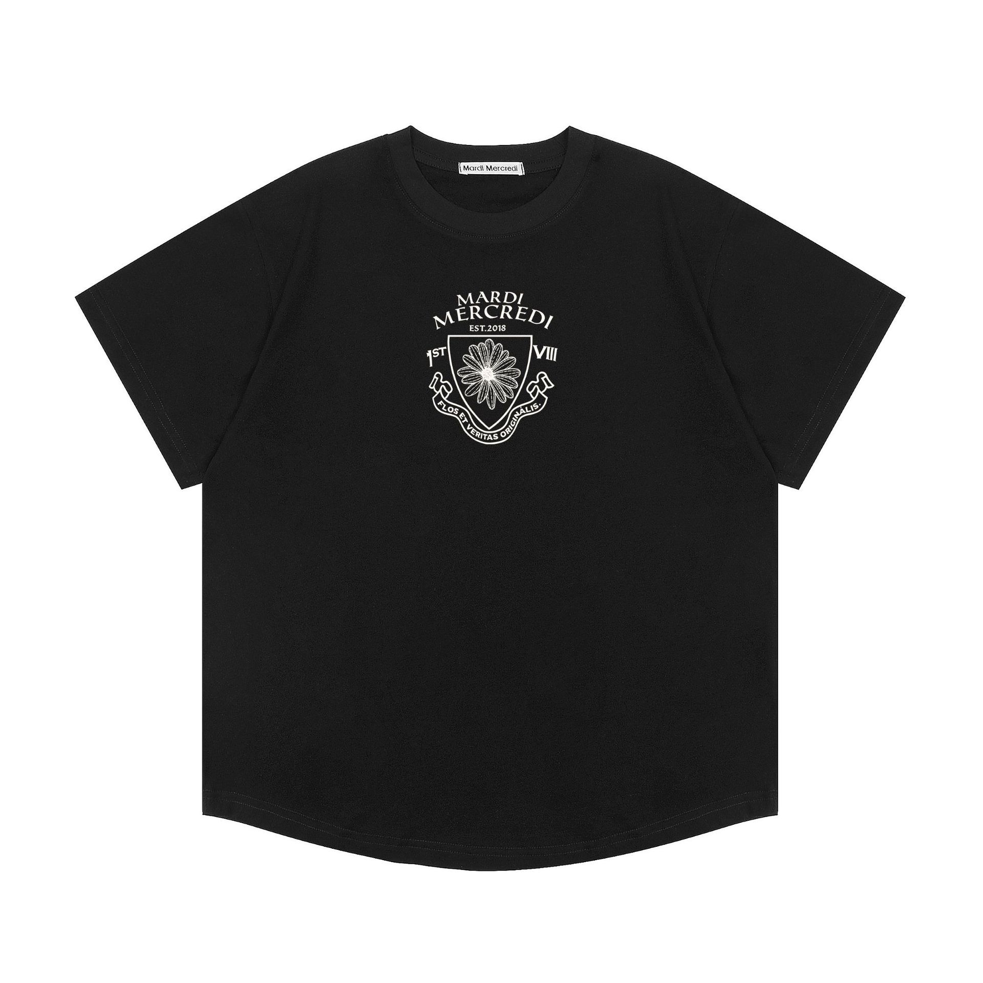 現物韓国潮牌Mardi半袖女性25夏新作デイジープリント丸襟純綿上着tシャツ代発