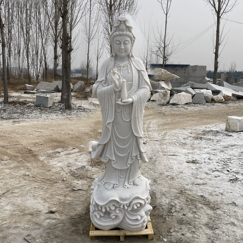 Каменная резная статуя Будды, скульптура Гуаньинь, мраморный Будда Майтрейя, храм, уличные украшения, большой белый мрамор, Кситигарбха, Бодхисаттва