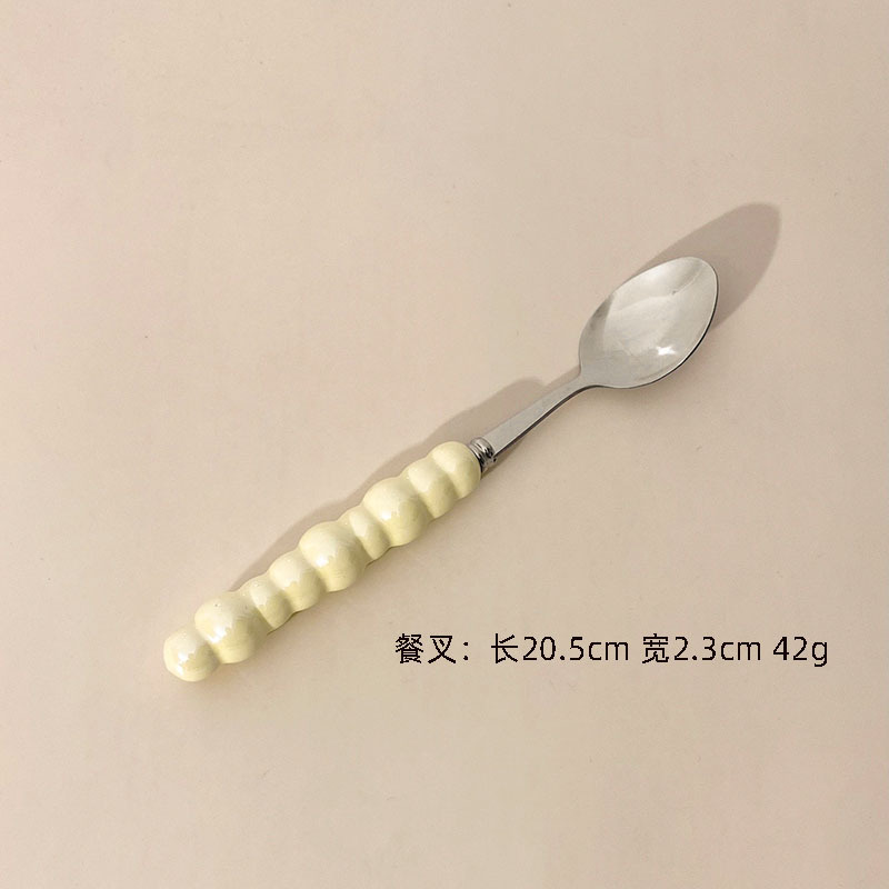 クロスボーダークリエイティブセラミックハンドルナイフ、フォーク、スプーン、高価値ステンレス洋食ナイフ、スプーン、フォーク、デザートスプーン4点セット|undefined