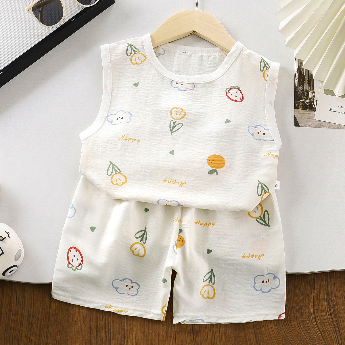 Children's Vest Set Sleeveless T-Shirt Vest Shorts Summer Thin Section Boys and Girls Baby Thin Two-Piece Set Dropshipping
