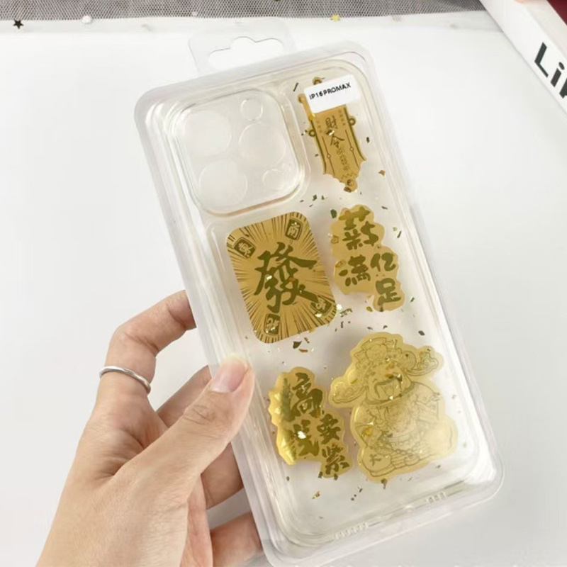 Aplicable para iPhone16promax Daily Jin Dou oro suave manzanas 17 lámina de oro goteo de goma caso de teléfono móvil Año Nuevo hacer fortuna15