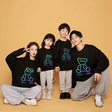 2025新款潮流秋冬季熊兔子卡通亲子装春装一家三口四口家庭装卫衣