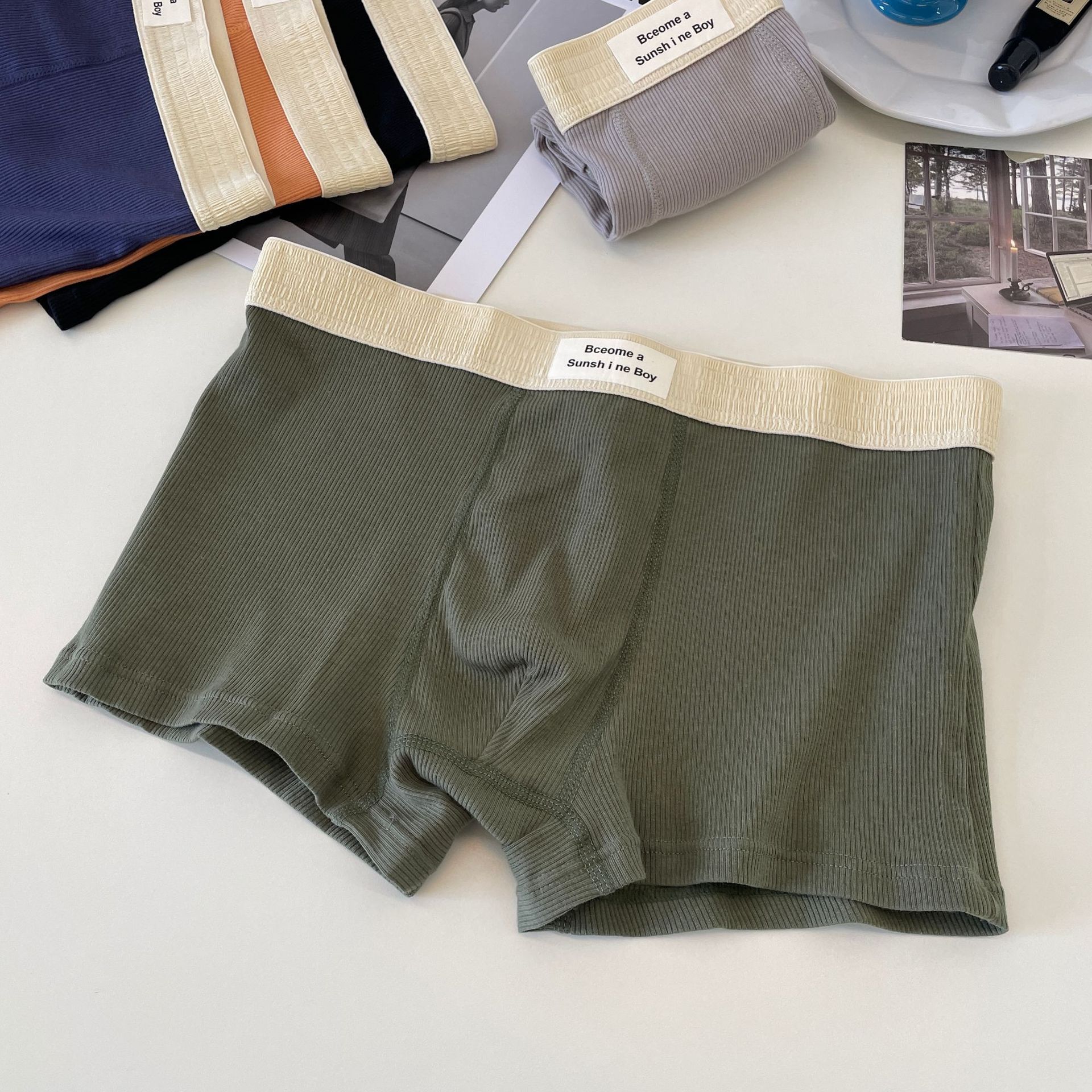 5A orificio antibacteriano y transpirable entrepierna 60 ropa interior de hombre de algodón roscado simple y cómoda calzoncillos bóxer de gran tamaño para niños